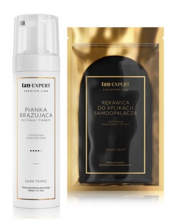 TanExpert Dark Topaz - Selbstbräunungsschaum + Handschuh