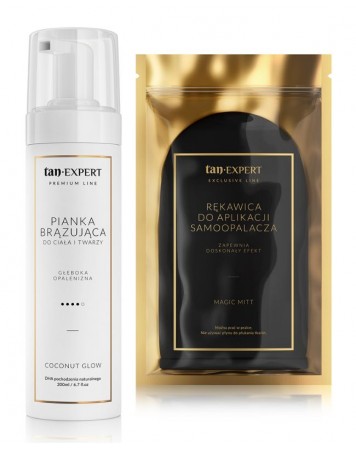 TanExpert Coconut Glow - Pianka Samoopalająca + Rękawica (oliwkowy...